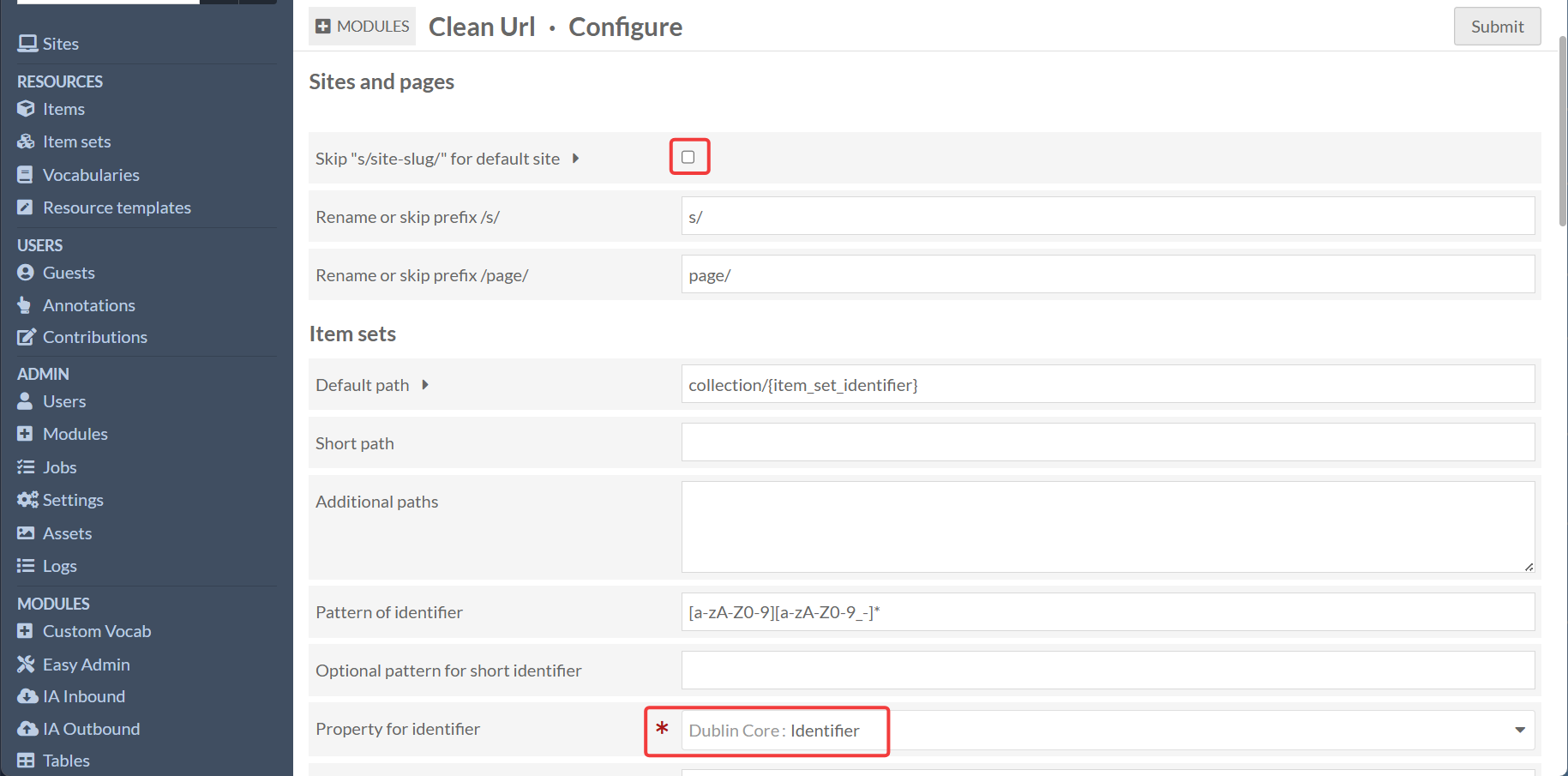 CleanUrl module configuration