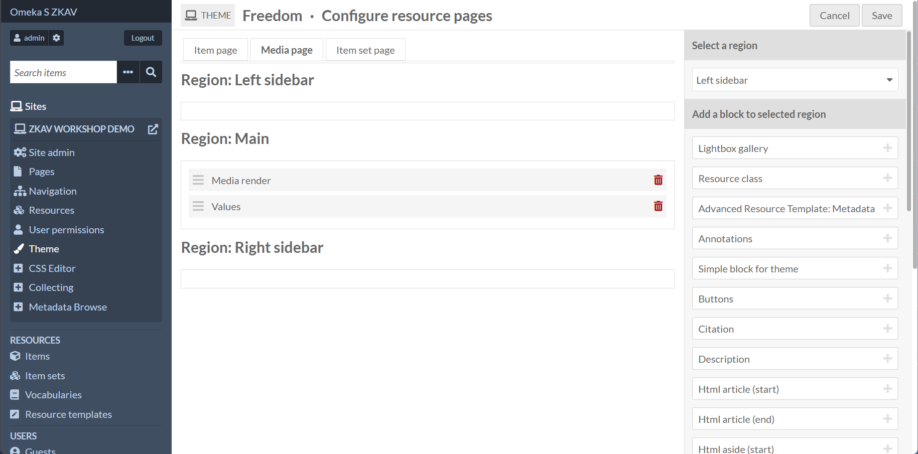 Media Render Settings Page
