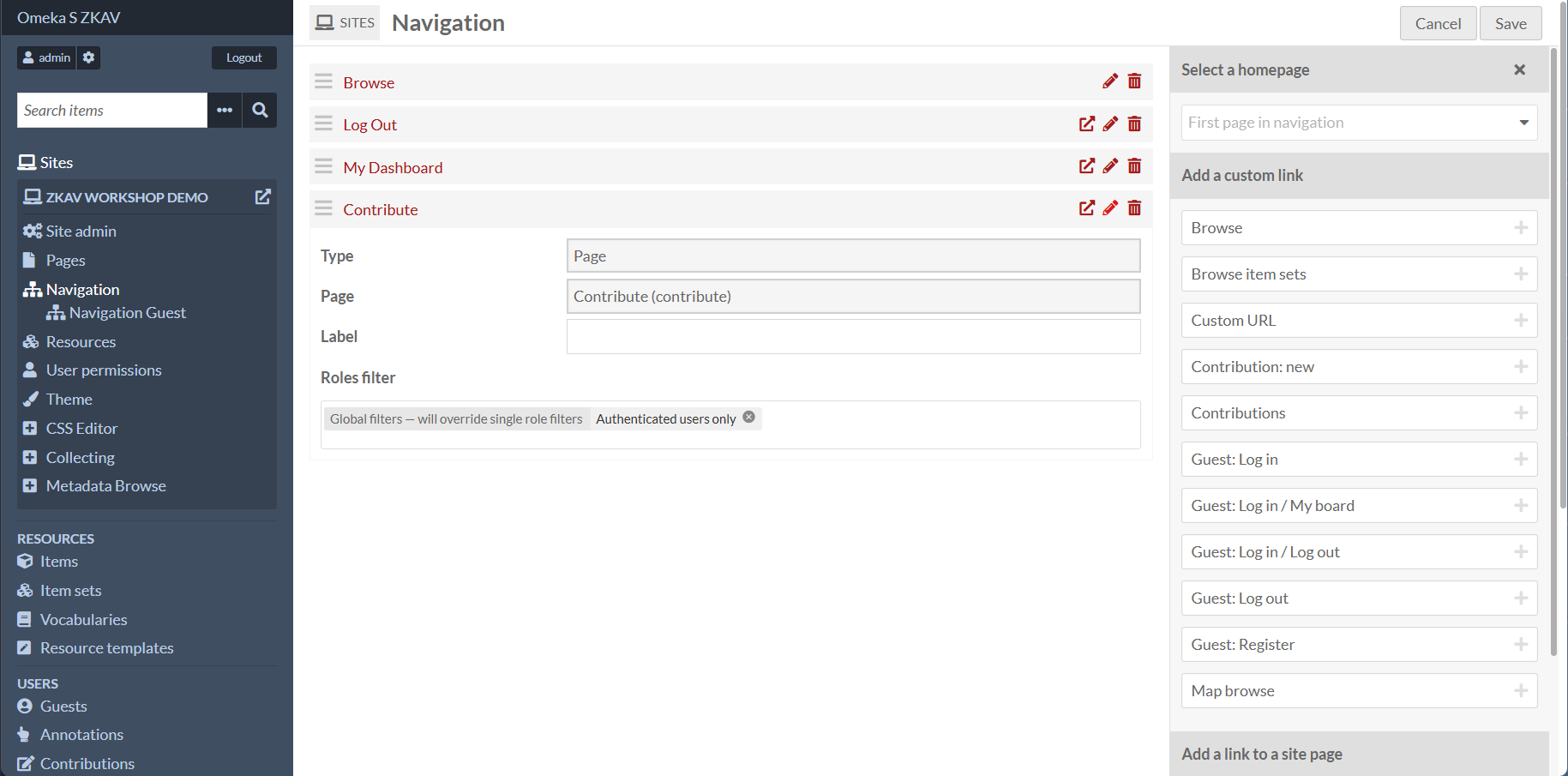 Navigation Page