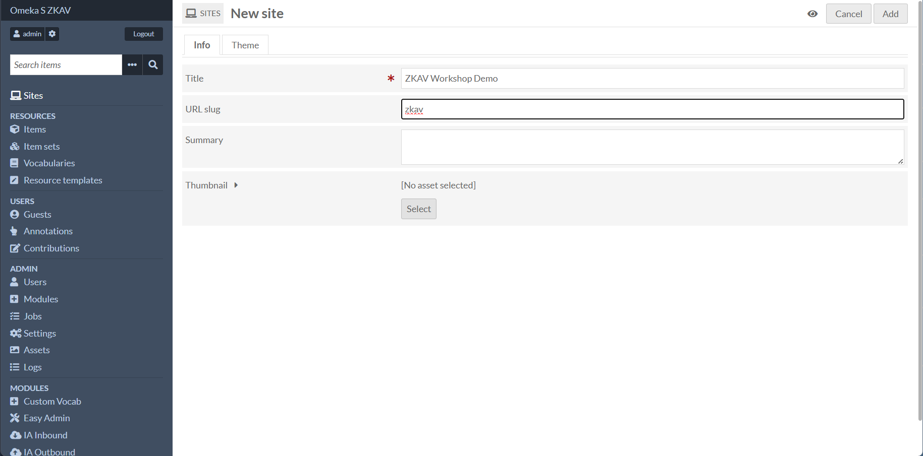 Sites Page