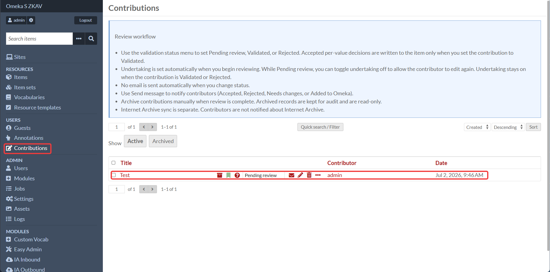 Contributions Page