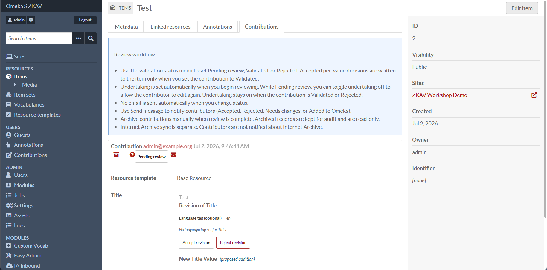 Contributions Page