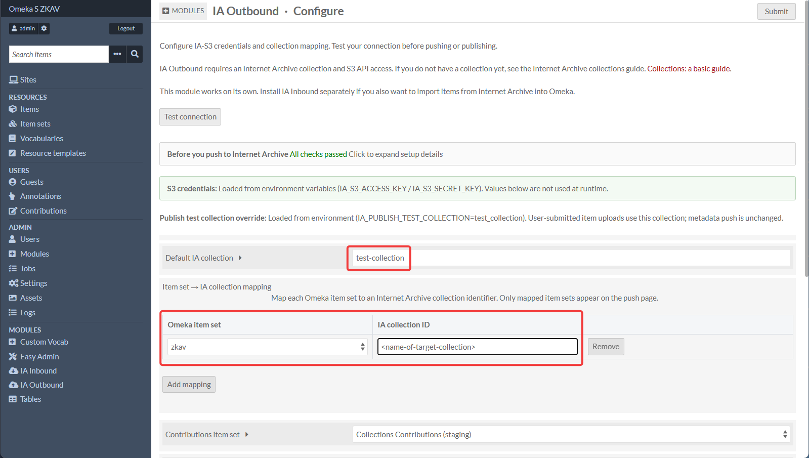 IA Outbound Configure Page